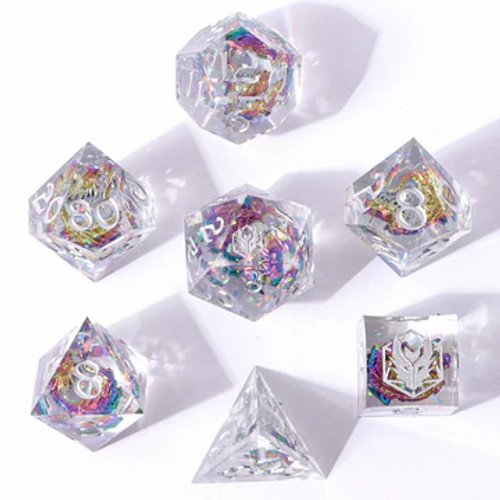 Captured Magic: Sharp Edge Resin Dice Set: Metal Chaotic Dragons Captured Magic: Sharp Edge Resin Dice Set: Metal Chaotic Dragons