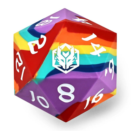 55mm Chonk Rubber Silicon D20: Rainbow Realms