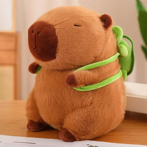 Capybara 9" Kawaii Plush with Turtle Backpack