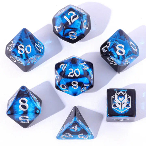 Wyrmforged Rollers: Rounded Edge 7 Piece Dice Set: Dragon Eye: Blue