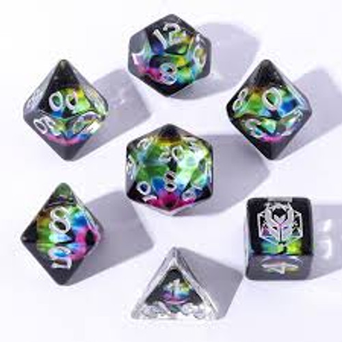 Wyrmforged Rollers: Rounded Edge 7 Piece Dice Set: Dragon Eye: Chromatic Wyrmforged Rollers: Rounded Edge 7 Piece Dice Set: Dragon Eye: Chromatic