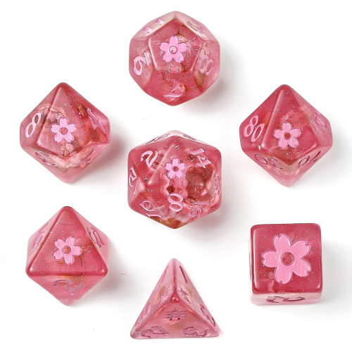 Wyrmforged Rollers: Rounded Edge 7 Piece Dice Set: Sakura Blossom: Pink Ink Wyrmforged Rollers: Rounded Edge 7 Piece Dice Set: Sakura Blossom: Pink Ink