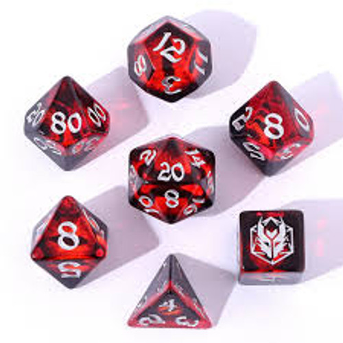 Wyrmforged Rollers: Rounded Edge 7 Piece Dice Set: Dragon Eye: Red Wyrmforged Rollers: Rounded Edge 7 Piece Dice Set: Dragon Eye: Red