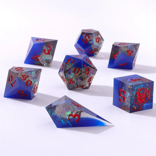 Captured Magic: Sharp Edge Resin Dice Set: Sapphire Inferno