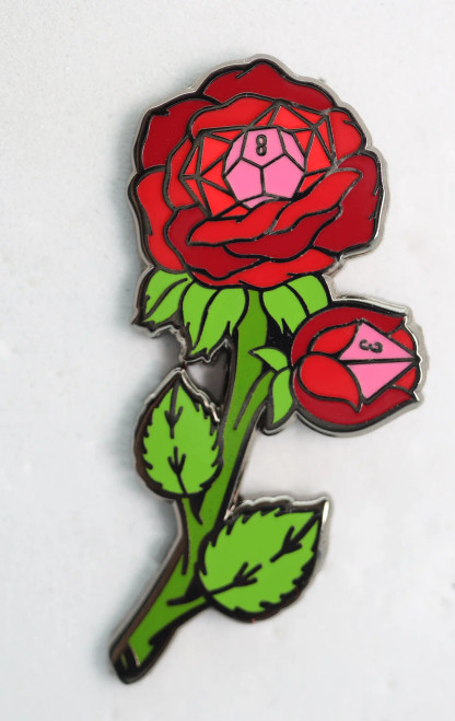 Enamel Pin: Hollow Hearts: Dice Rose Enamel Pin: Hollow Hearts: Dice Rose