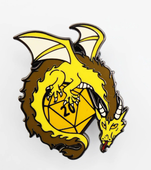 Enamel Pin: Dice Dragon: Gold Enamel Pin: Dice Dragon: Gold