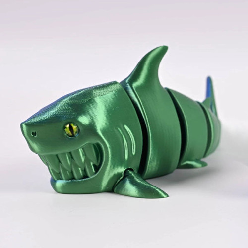 3D Printed Articulated Shark: Green/Blue 3D Printed Articulated Shark: Green/Blue
