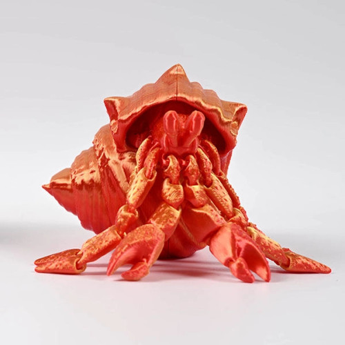 3D Printed Articulated Hermit Crab: Red/Yellow 3D Printed Articulated Hermit Crab: Red/Yellow