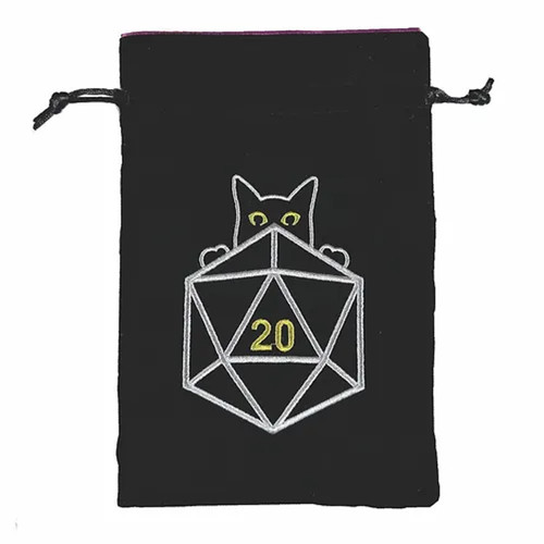 Dice Bag: Black Oak: Cat D20