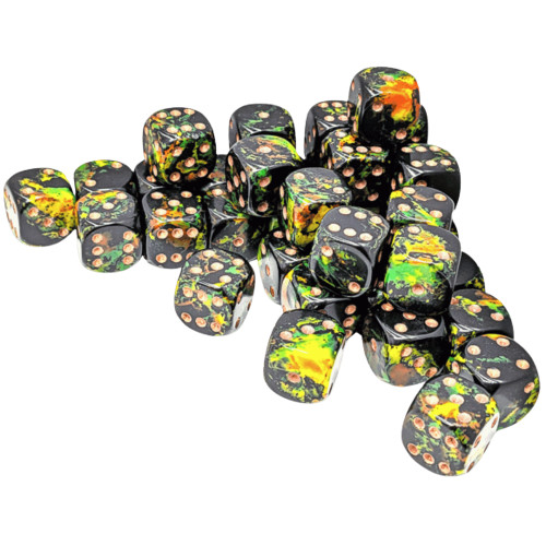 Chessex: 36Ct Brush D6 Dice Set Deep Forest/Gold (CHX24805)