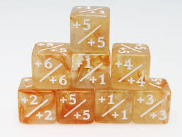 Set of 8 +1/+1 Counter Dice: Orange & White