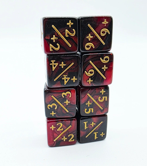 Set of 8 +1/+1 Counter Dice: Red & Black