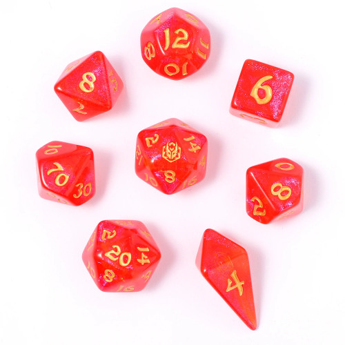 Wyrmforged Rollers: Rounded Edge 8 Piece Dice Set: Fireball