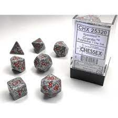 Chessex: 7Ct Speckled Polyhedral Dice Set Granite (CHX25320)