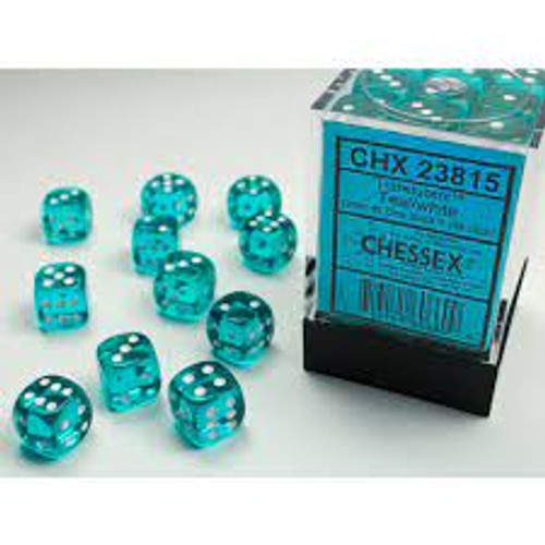 Chessex: 36Ct Translucent D6 Dice Set Teal/White (CHX23815)