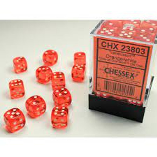 Chessex: 36Ct Translucent D6 Dice Set Orange/White (CHX23803)