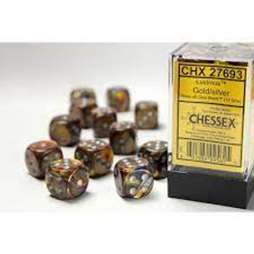 Chessex: 12Ct Lustrous D6 Dice Set Gold/Silver (CHX27693)