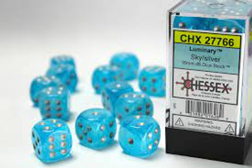 Chessex: 12Ct Luminary D6 Dice Set Sky/Silver (CHX27766)