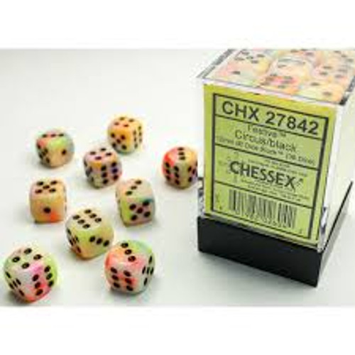 Chessex: 36Ct Festive D6 Dice Set Circus/Black (CHX27842)