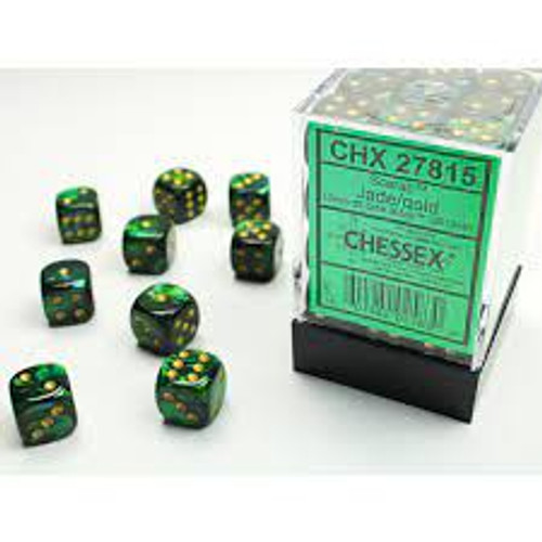 Chessex: 36Ct Scarab D6 Dice Set Jade/Gold (CHX27815)