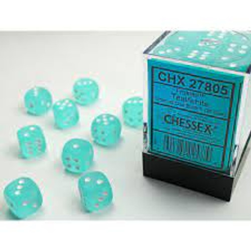 Chessex: 36Ct Frosted D6 Dice Set Teal/White (CHX27805)