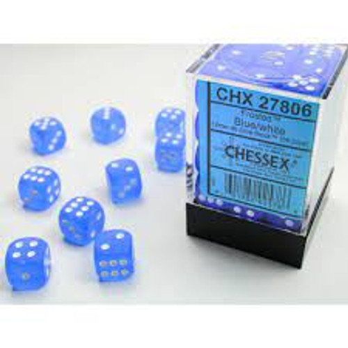 Chessex: 36Ct Frosted D6 Dice Set Blue/White (CHX27806)