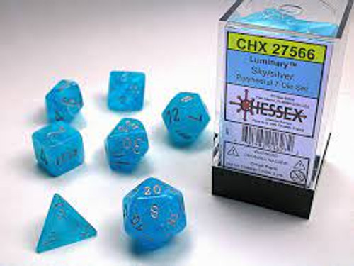 Chessex: 7Ct Luminary Polyhedral Dice Set Sky/Silver (CHX27566)