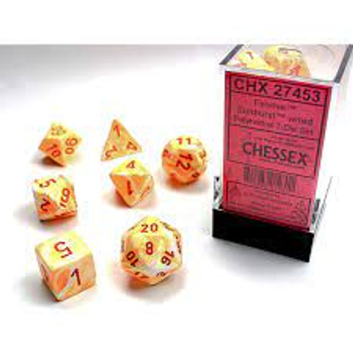 Chessex: 7Ct Festive Sunburst/Red Polyheral Set (CHX27453)