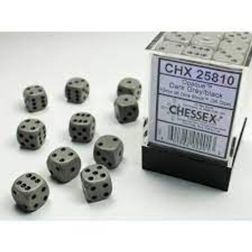 Chessex: 36Ct Opaque D6 Dice Set Grey/Black (CHX25810)