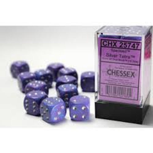 Chessex: 12Ct Speckled D6 Dice Set Silver Tetra (CHX25747)