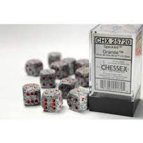 Chessex: 12Ct Speckled D6 Dice Set Granite (CHX25720)