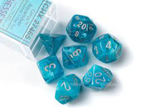 Chessex: 7Ct Cirrus Polyhedral Dice Set Aqua/Silver (CHX27465)