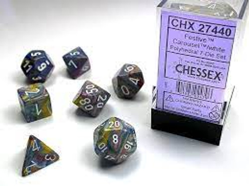 Chessex: 7Ct Festive Polyhedral Dice Set Carousel/White (CHX27440)