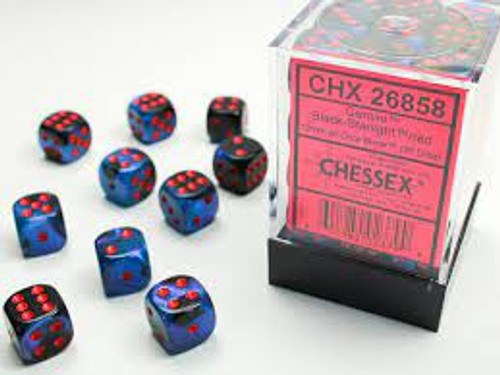 Chessex: 36Ct Gemini D6 Dice Set Black/Starlight W/ Red (CHX26858)