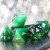 DnDWoW: 7Ct Gemstone Polyhedral Dice Set: Peridot and White (DCLW)