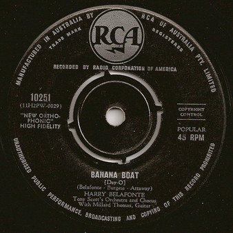 Harry Belafonte, Tony Scott's Orchestra and Chorus* With Millard Thomas - Banana Boat (Day-O) VG+ Harry Belafonte, Tony Scott's Orchestra and Chorus* With Millard Thomas - Banana Boat (Day-O) VG+
