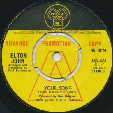 Elton John - Your Song VG+
