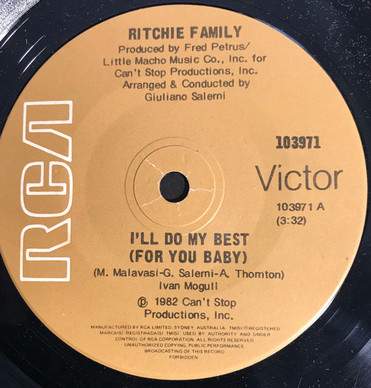 Ritchie Family* - I'll Do My Best (For You Baby) VG+