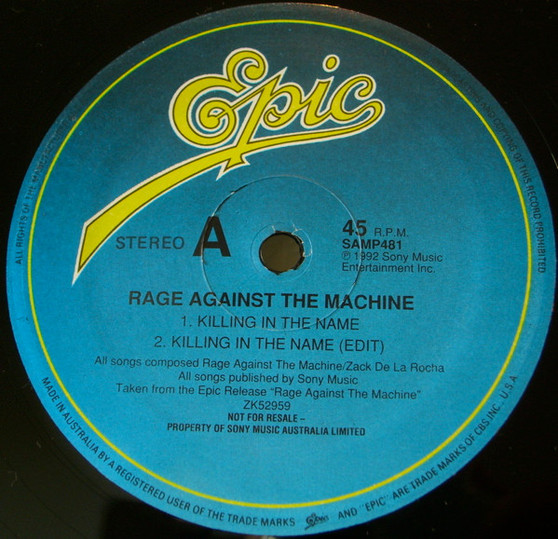 Rage Against The Machine - Killing In The Name VG+