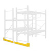 Aisle guards are installed at the base of the pallet rack for extra protection against collisions