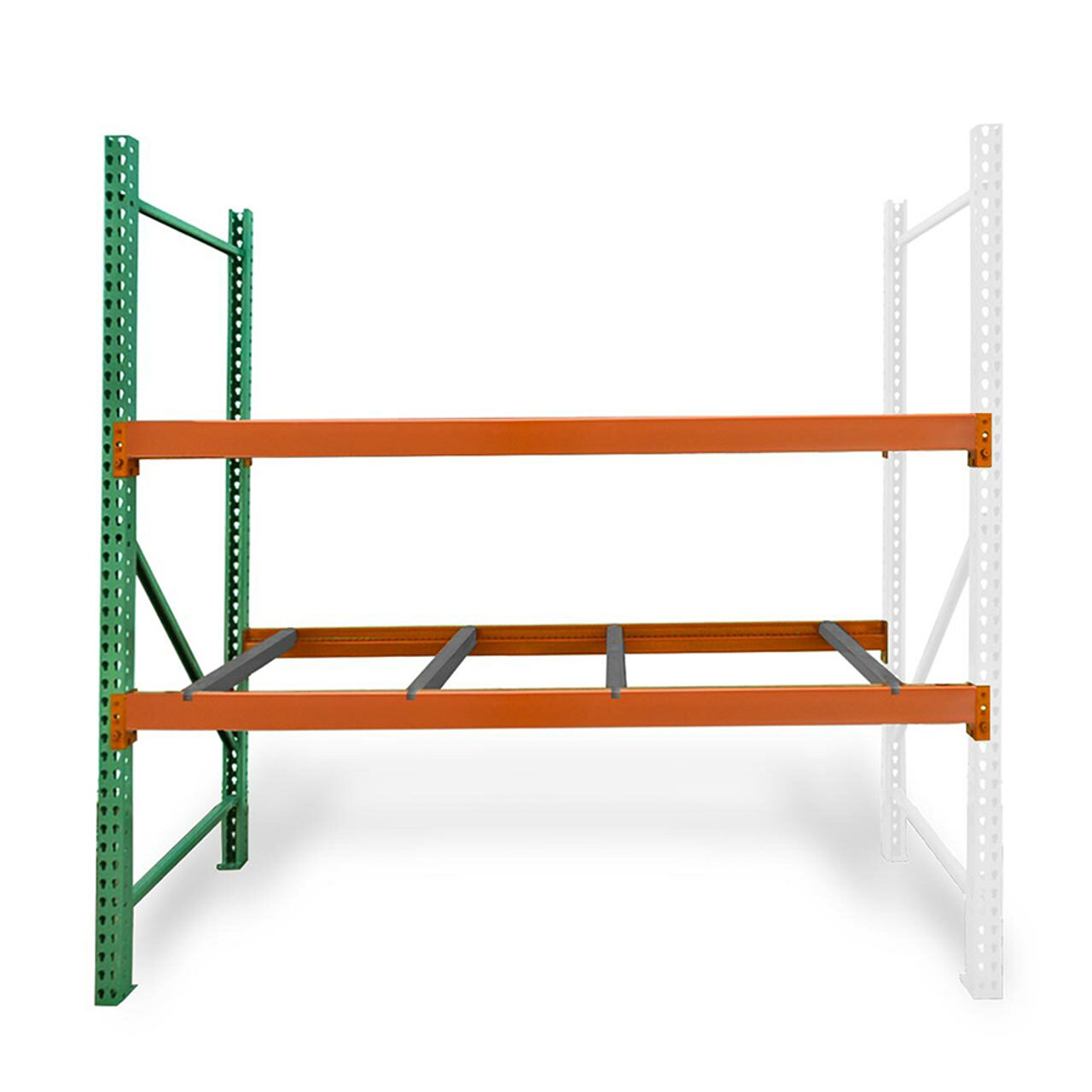 36" depth teardrop pallet racking adder kit with pallet supports