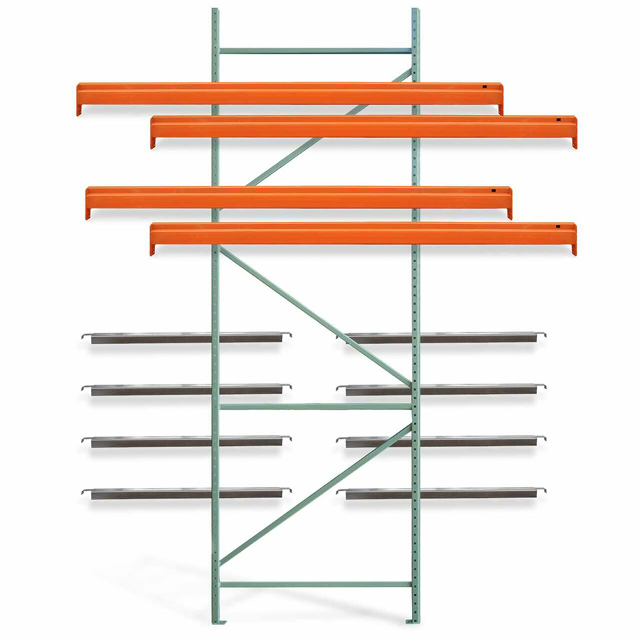 Pallet racking adder kit with pallet supports