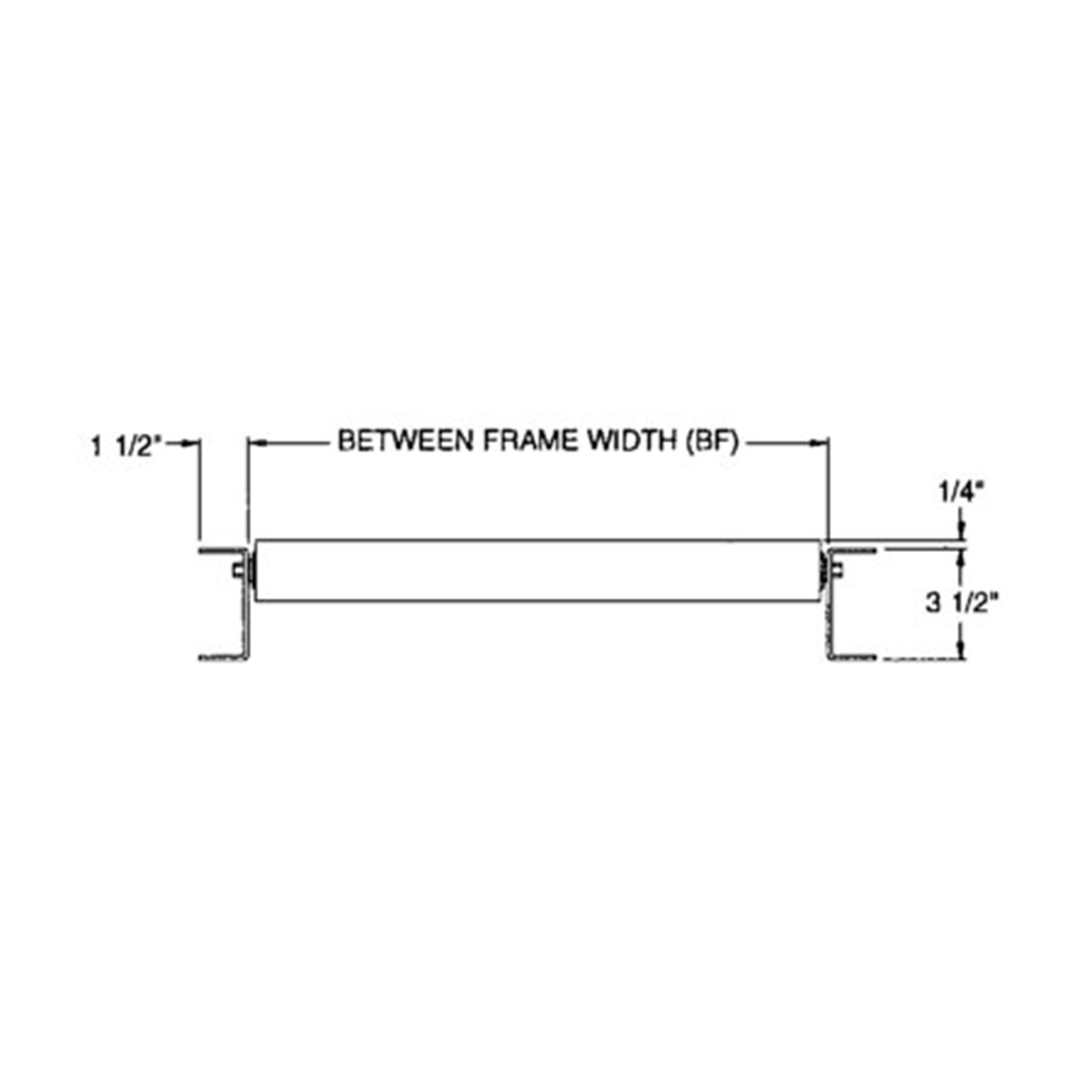 Gravity Roller Conveyor Curve Between Frames Dimension Diagram