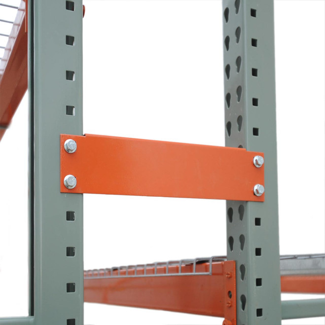 Row spacers join pallet racks together