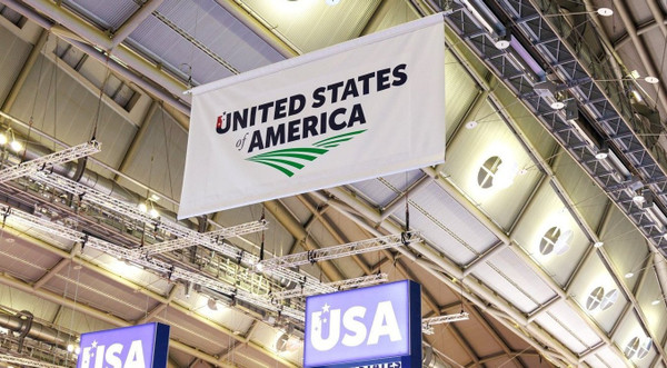 Hanging banner above stand