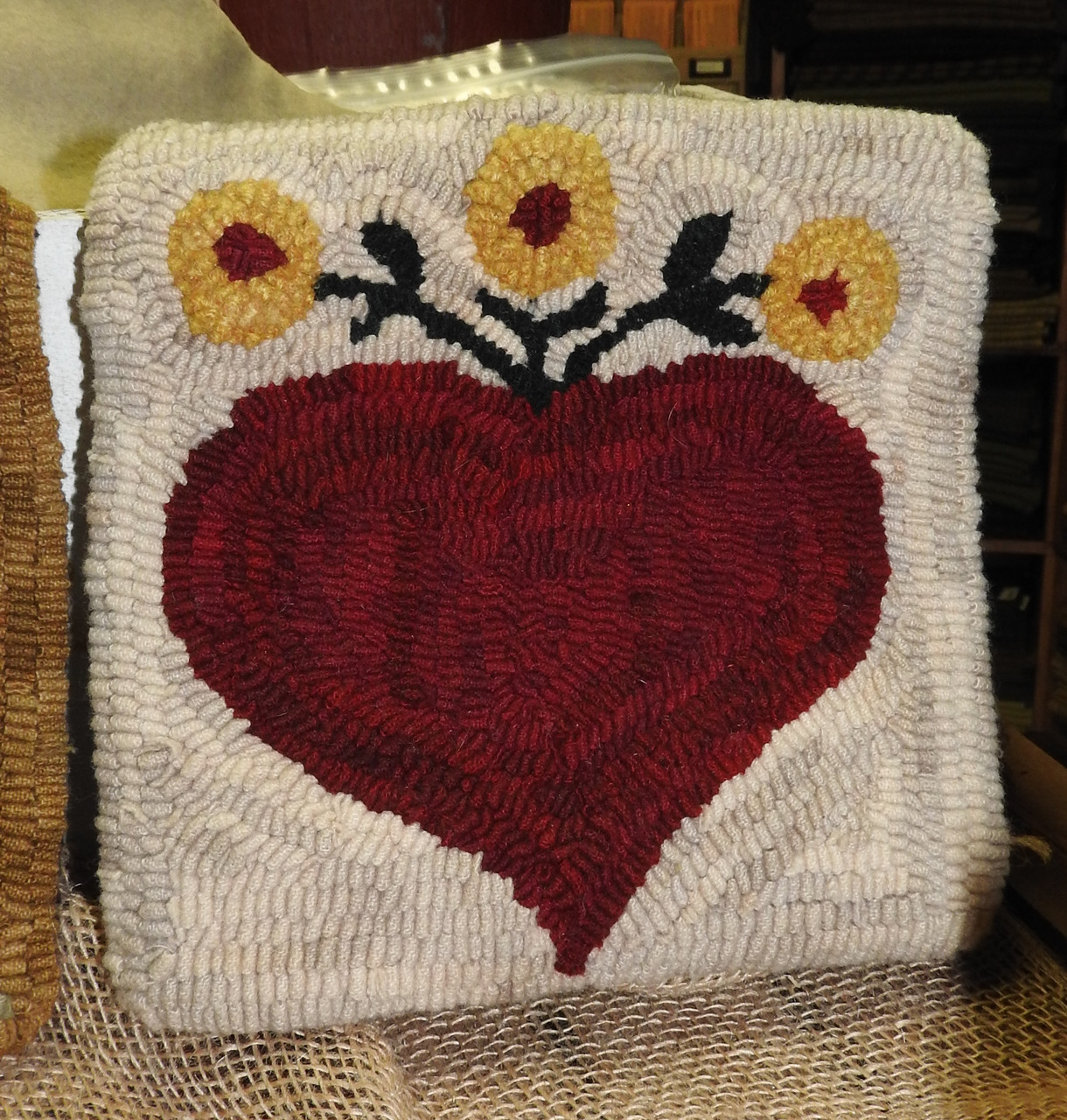 Primitive Rug Hooking Beginner Kit ~ Crow and Flower display picture 1