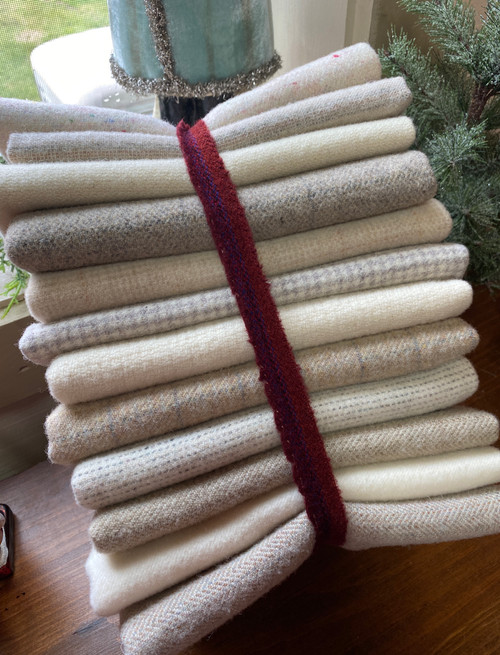 Stash builder Bundle XL ~ 3 yards of wool  ~ Whites/Tans