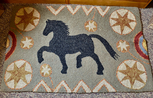 Antique Horse Rug Hooking Pattern