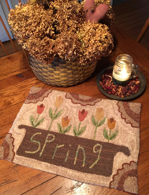 Spring Basket of Tulips Rug Hooking Kit