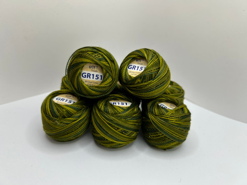 GR151 Grungy Green ~ OTF Threads™️ #8 Pearl Cotton Variegated GR151 Grungy Green ~ OTF Threads™️ #8 Pearl Cotton Variegated